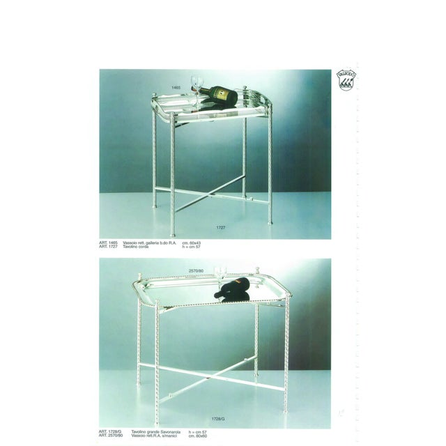 1990s 1990s New Old Stock Silverplate All Metal Fluted Collapsible Stand & Tray with Thread Mount With Handles by Valsodo-Italy For Sale - Image 5 of 9