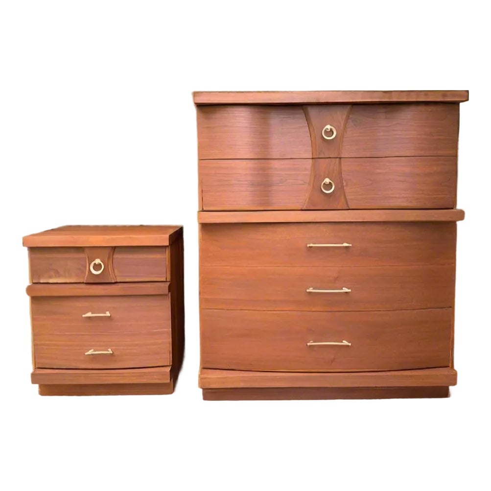 Vintage 1960s Refurbished Bassett Mid Century Modern Chest Dresser