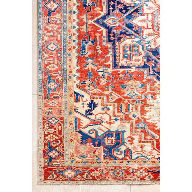 Textile Antique Persian Heriz Serapi Area Rug For Sale - Image 7 of 9