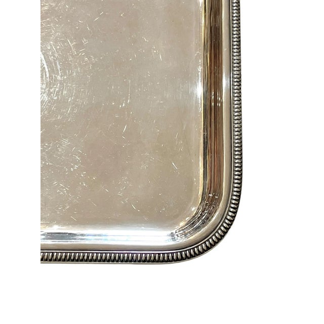 Metal Antique French Art Deco Heavy Silver Plate Tray in the Style of Christofle For Sale - Image 7 of 13