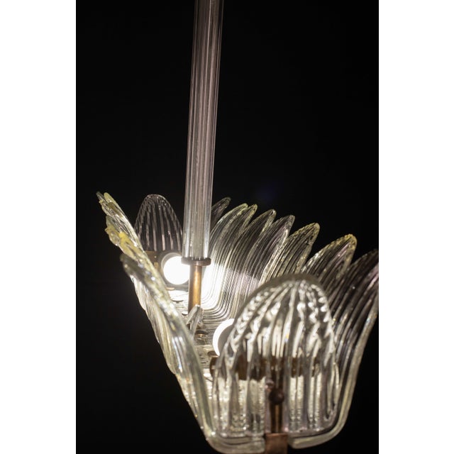 Metal Set of 2 Large Art Decò Chandelier by Barovier E Toso, Murano Glass, 1940 For Sale - Image 7 of 12