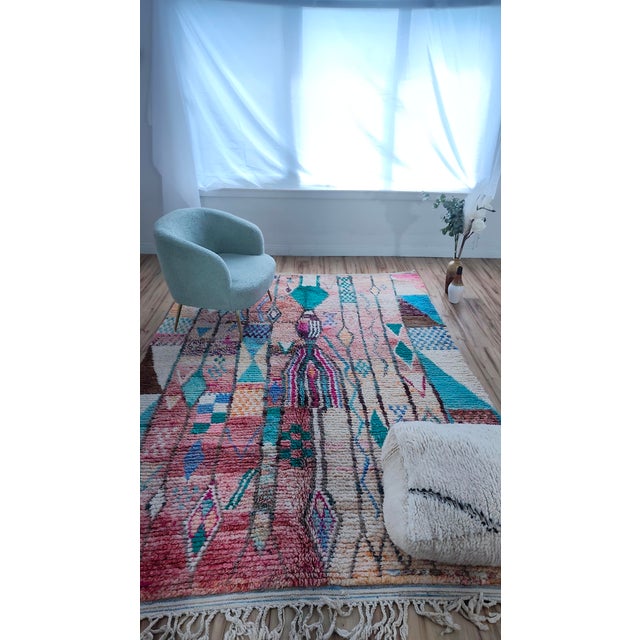 Contemporary Rose Clay Patchwork Wool Moroccan Rug For Sale - Image 13 of 18