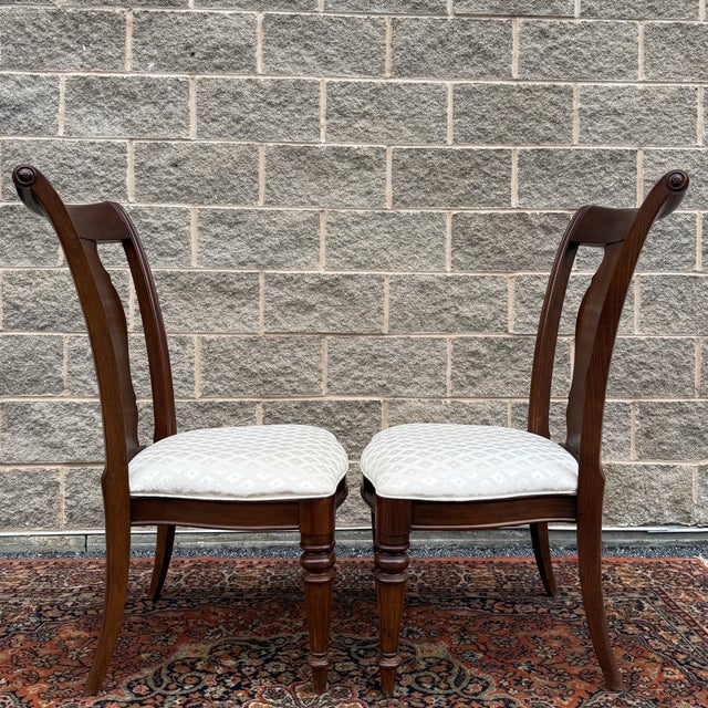 2000s Pennsylvania House Cortland Manor Collection Traditional Regency Cherry Sleigh Back Dining Chairs - A Pair For Sale - Image 11 of 17