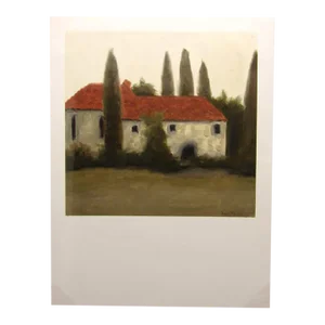 James Thorpe Tuscan Home Hand Signed Acrylic Landscape Painting on Paper
