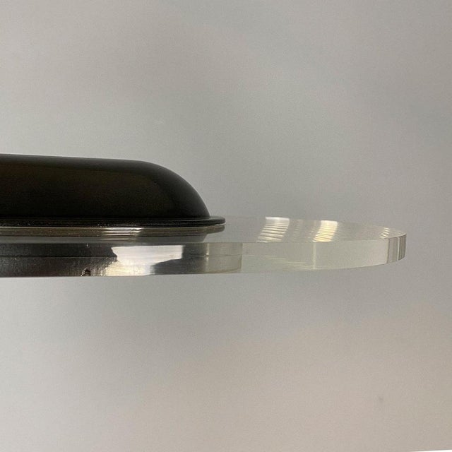 Italian Space Age Metal, Acrylic Glass and Marble Black Violet Arc Floor Lamp, 1980s For Sale - Image 16 of 18