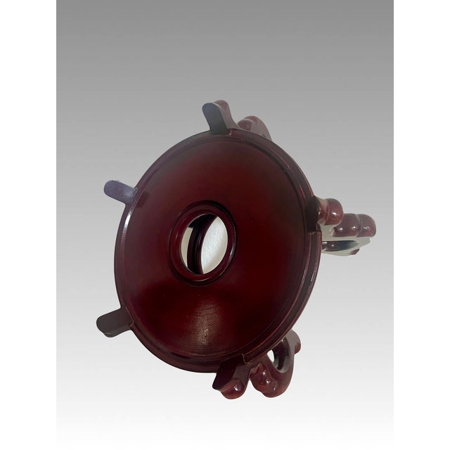 Wood Vintage Chinese Red Brown Rosewood Glossy Planter Display Stand / Pedestal 10.5" For Sale - Image 7 of 8