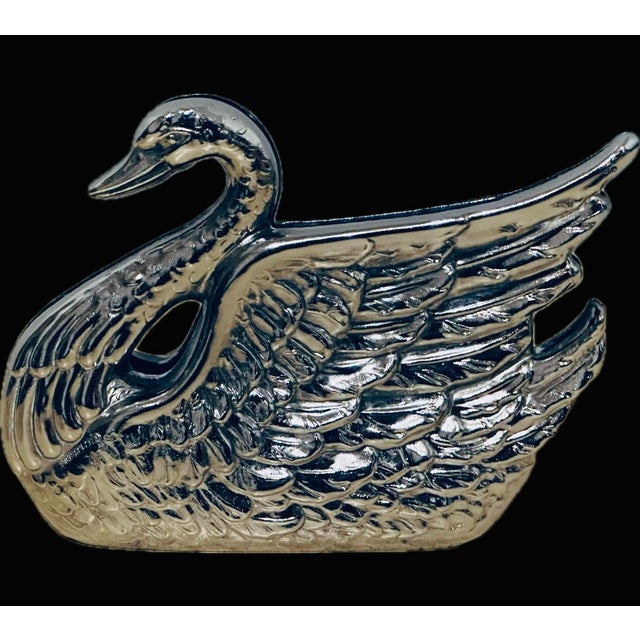 Hollywood Regency Vintage Italian Silver - Plated Swan Letter Holder For Sale - Image 3 of 10