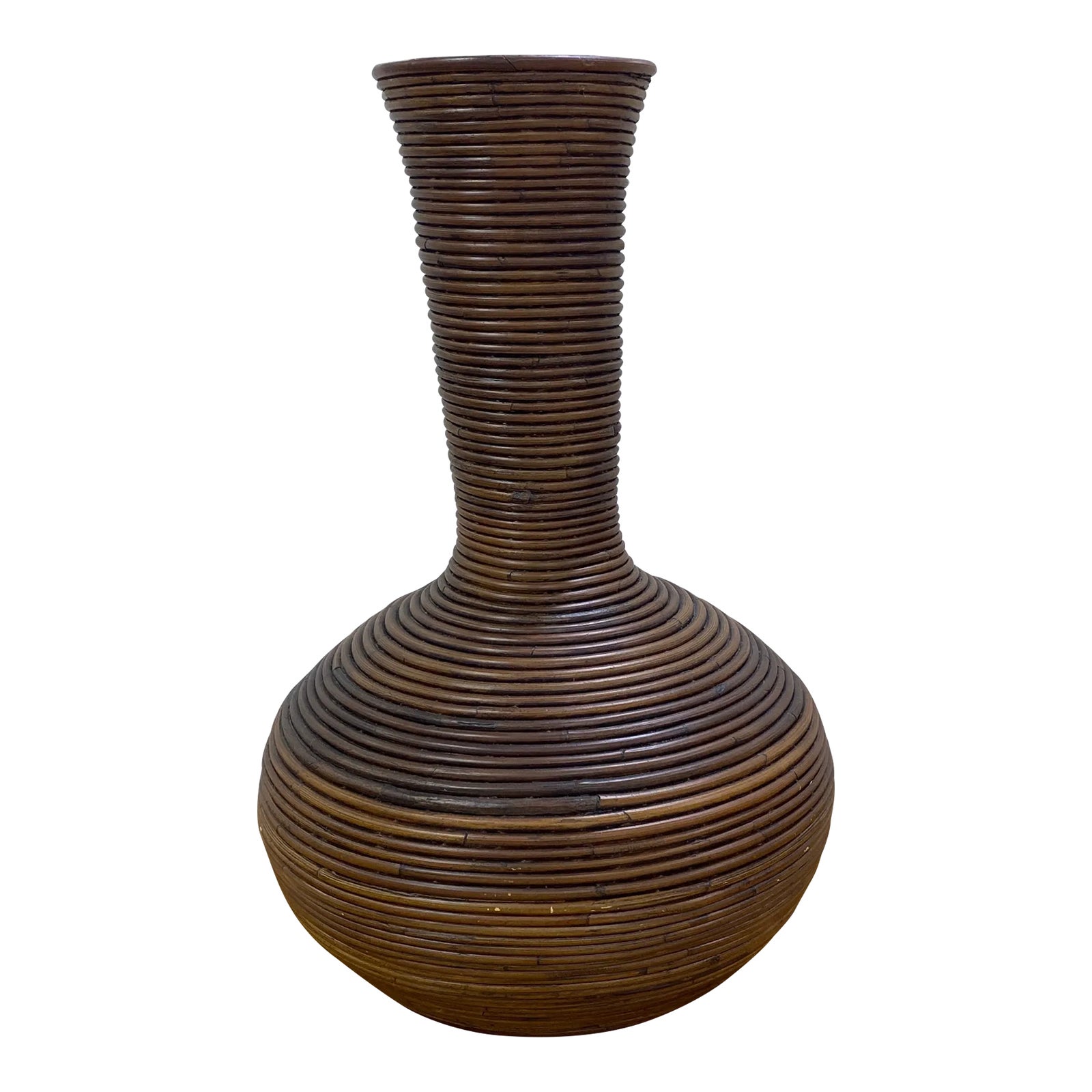 Mid-Century Crespi Style Pencil Reed Vase | Chairish