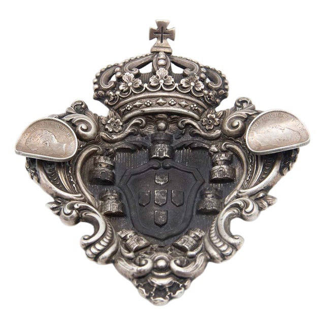 Silver Ashtray with Two Coins of King Luís I of Portugal For Sale