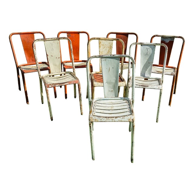 Model T4 Chairs from Tolix, Set of 8 For Sale