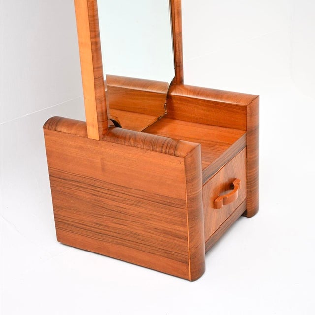 Art Deco Figured Walnut Cheval Floor Mirror, 1930s For Sale - Image 6 of 12
