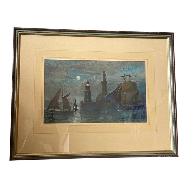 18th Century Gouache Seascape For Sale