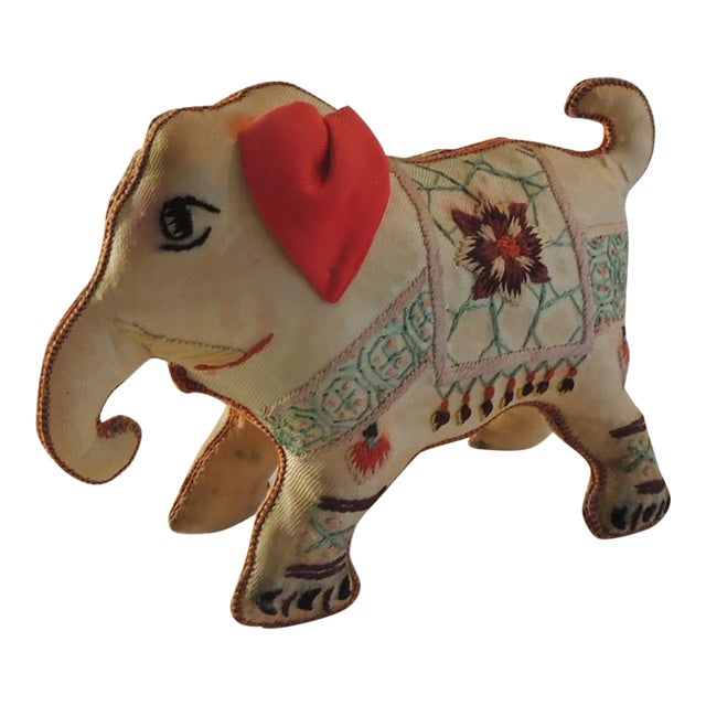 Vintage Patchwork Hand Made Elephant Textile Toy From India For Sale