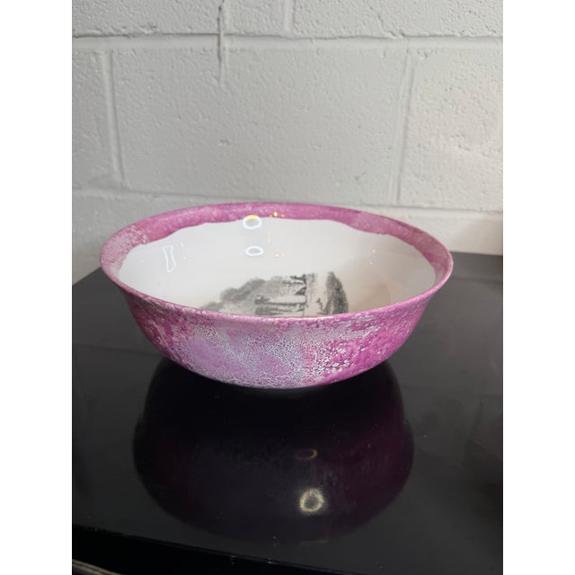 A very unique serving or salad bowl much in the style of Piero Fornasetti, designed and created by Brenda Taylor England...