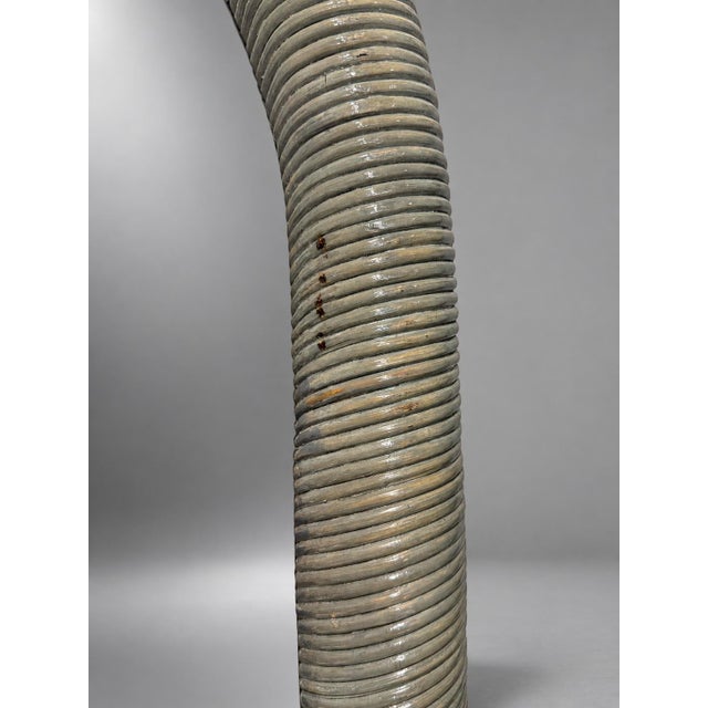 Wood Karl Springer Style Arched Tessellated Stone & Rattan Mirror, American, 1980s For Sale - Image 7 of 9