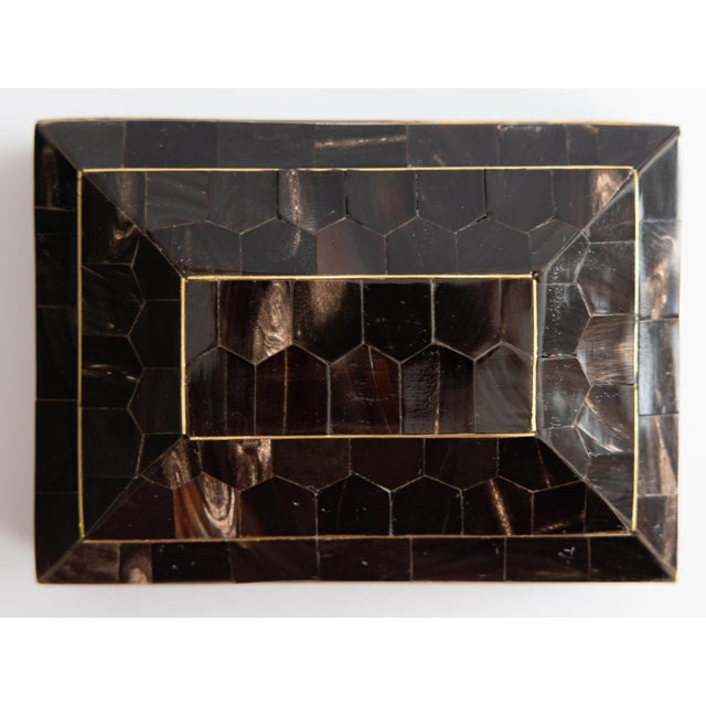 Art Deco English Horn and Gilt Brass Box For Sale In Houston - Image 6 of 12