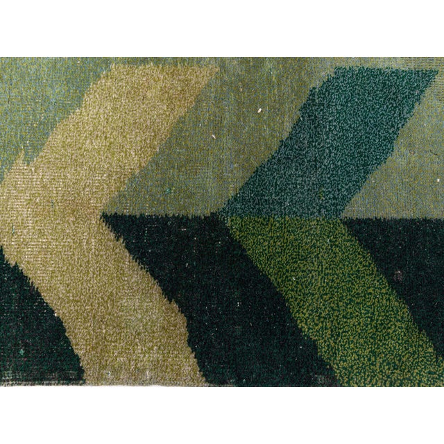 Art Deco Design Green Handmade Wool Rug Doris Leslie Blau For Sale - Image 4 of 9