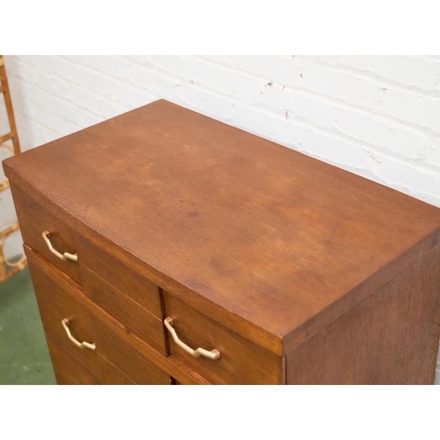 Mid 20th Century Four Drawer 1950s High Boy With Gold Hardware For Sale - Image 5 of 12