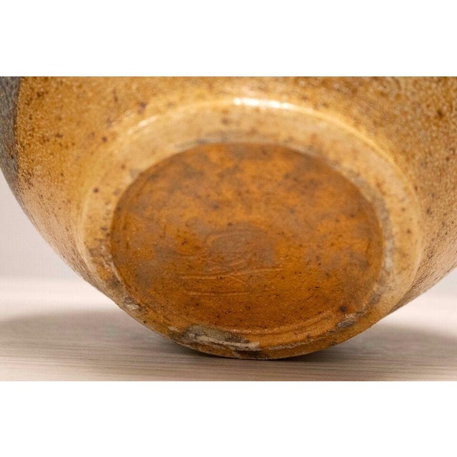 Mid Century Modern Glazed Studio Pottery Vessel Cobalt Blue with Earth Tones For Sale - Image 9 of 9