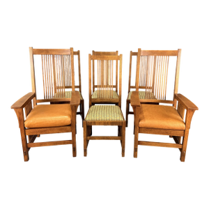 Set of 6 Stickley Solid Oak Mission Style Dining Chairs