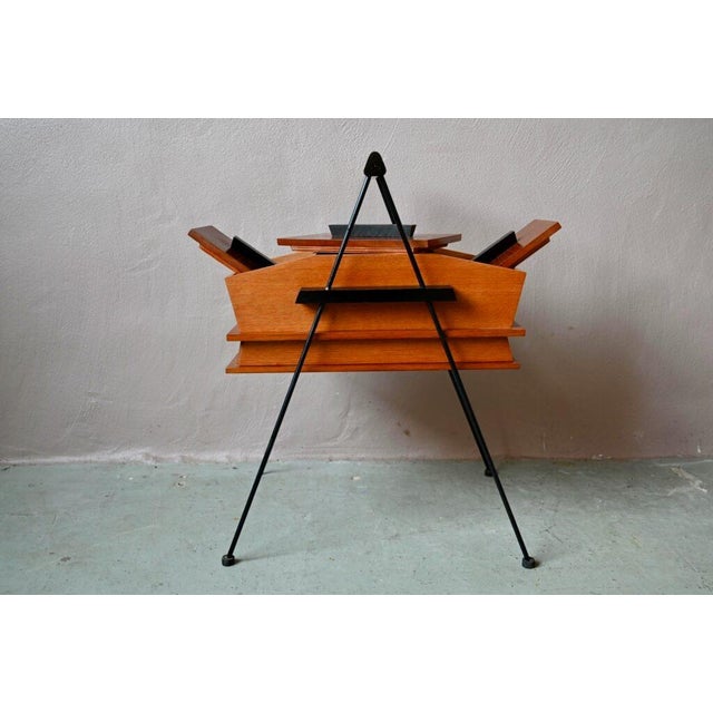 Mid-Century Modern French Sewing Box with Compass Feet, 1960s For Sale - Image 3 of 16