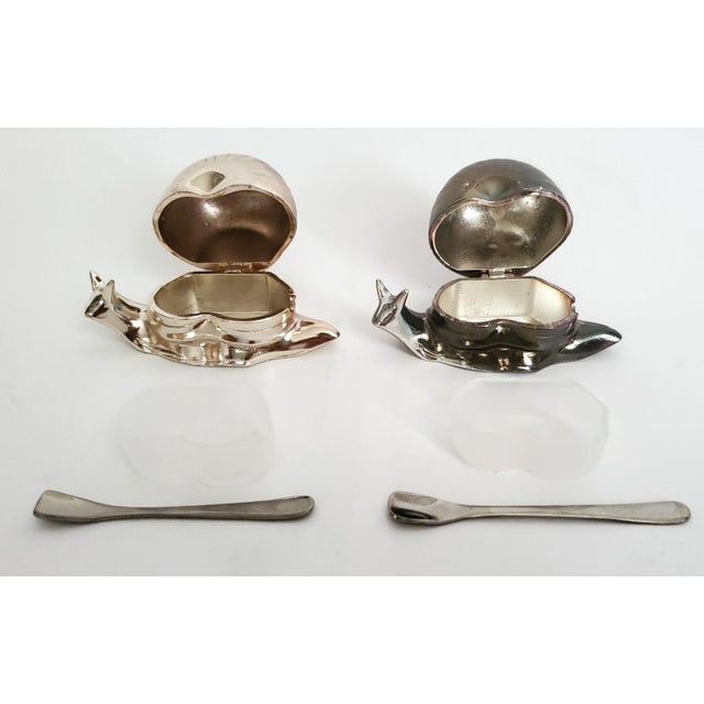 Snail Salt Cellars Silver Plate Salt & Pepper For Sale In Miami - Image 6 of 8