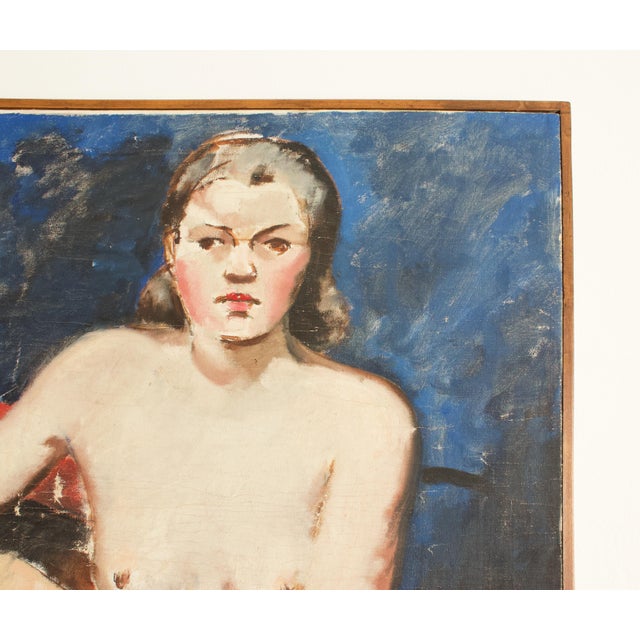 Figurative 1930s French Seated Nude Painting, Framed For Sale - Image 3 of 5