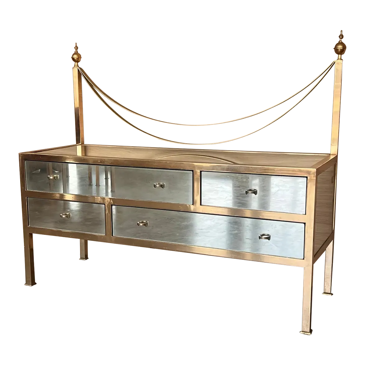 Midcentury Italian Bronze and Glass Chest of Drawers | Chairish