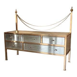 Midcentury Italian Bronze and Glass Chest of Drawers For Sale