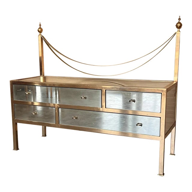 Midcentury Italian Bronze and Glass Chest of Drawers For Sale