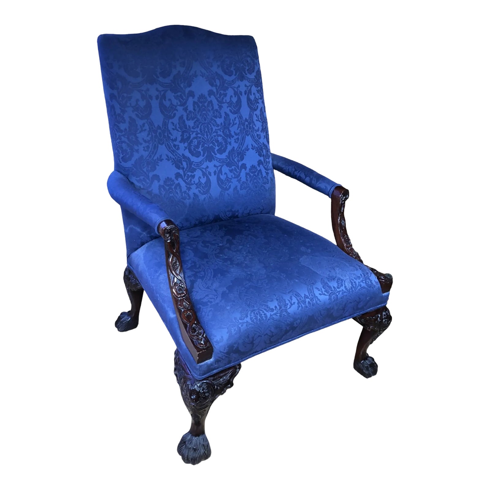 1990s HandCarved Mahogany Armchair by Henredon Natchez Collection