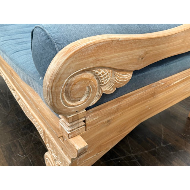 Hand-Carved Teak Daybed, Vintage For Sale - Image 9 of 12