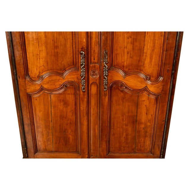 Antique French 18th Century Provincial Carved Cherry Wood Armoire Wardrobe 1780 For Sale - Image 9 of 10