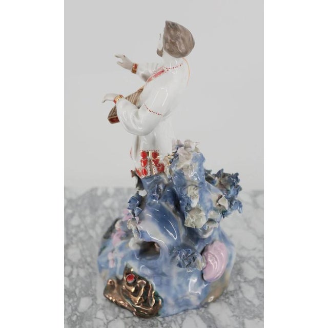 Russian Porcelain Statue of a Zither Player For Sale - Image 3 of 6