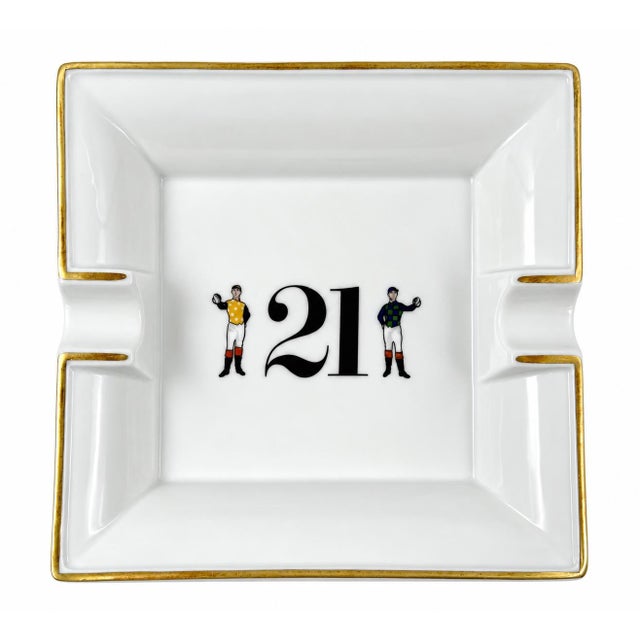 Ceramic Vintage the 21 Club Nyc Restaurant Equestrian Jockey Porcelain Ashtray For Sale - Image 7 of 10