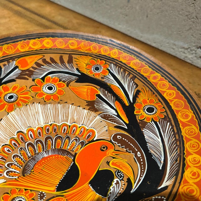 1950s Folk Art Charger Decorative Terracotta Plate From Tonalá Mexico For Sale - Image 5 of 18