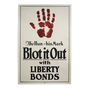 1917 Original u.s. Wwi Poster - the Hun, His Mark Blot It Out With Liberty Bonds