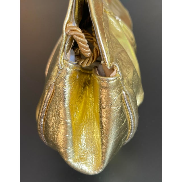 Gold Italian Andrea Carrano Gold Leather Disco Bag For Sale - Image 8 of 10