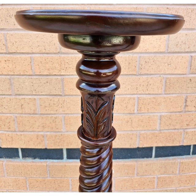 Early 21st Century Pair of Chippendale Style Carved and Stained Mahogany Pedestals / Stands With Ball Claw Feet For Sale - Image 5 of 10