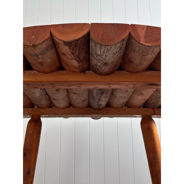Wood Antique Rustic Alpine Scalloped Pine Log Dining Table For Sale - Image 7 of 15