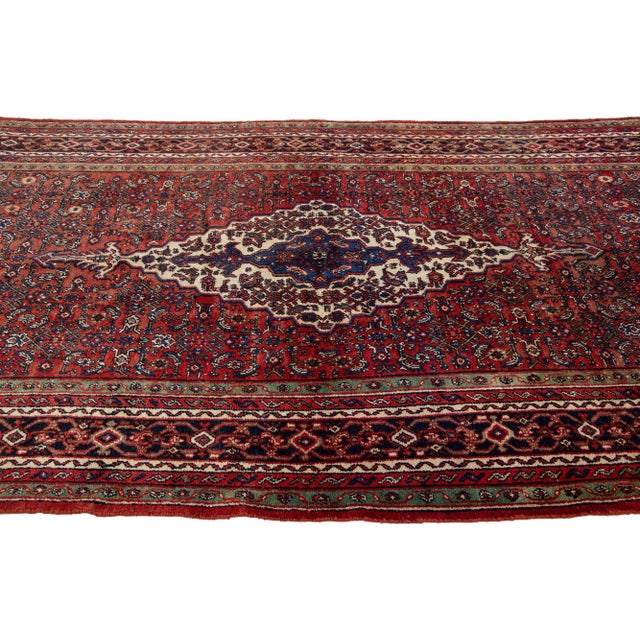 1960s Vintage Persian Designed Hamadan Gallery Wool Rug in Red For Sale - Image 5 of 8