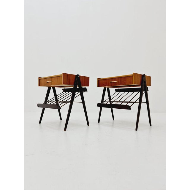 Danish Teak and Brass Nightstands, 1960s, Set of 2 For Sale - Image 4 of 12