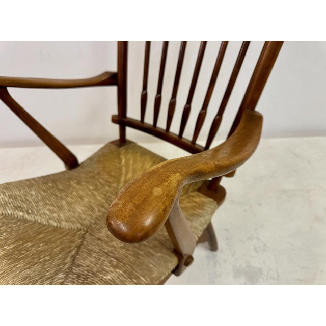Dutch Stick Back and Rush Seat attributed to De Ster Gelderland, 1950s For Sale - Image 11 of 18