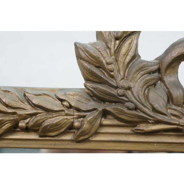 Wood Antique French Louis XVI Neoclassical Laurel Wreath Gold Gesso Mirror 29" For Sale - Image 7 of 11