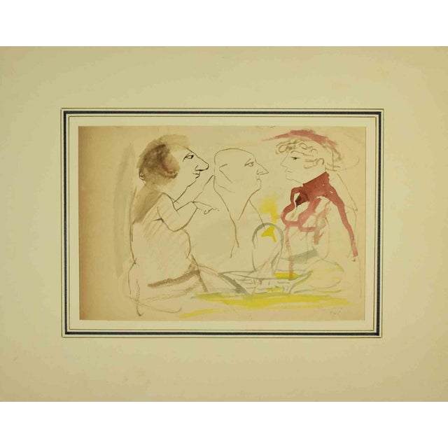 Mino Maccari, Figures, Watercolor, 1945 For Sale