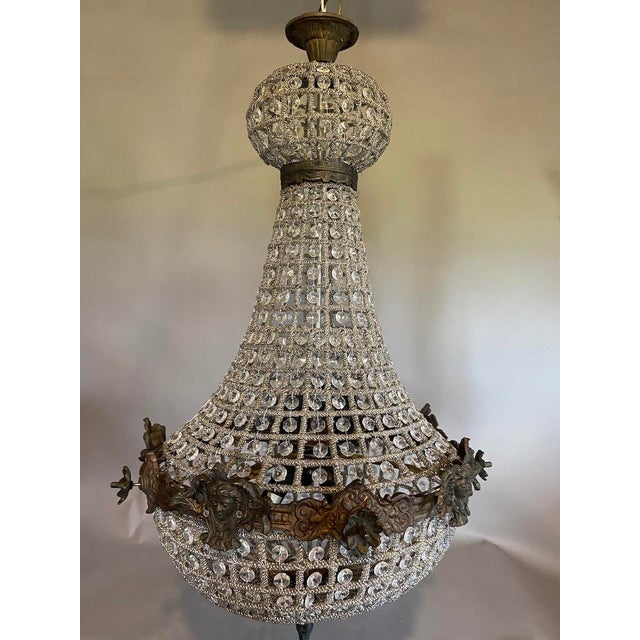 1970s French Louis XVI Rococo Charcoal Bronze Chandelier 1pc For Sale - Image 10 of 18