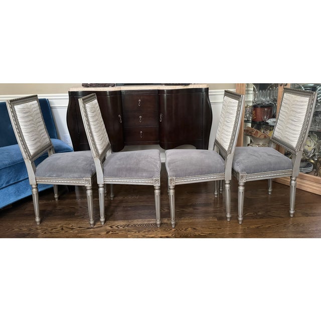 2020s Bespoke Massoud Louis XVI Style Modern Side Chairs - Set of Four For Sale - Image 5 of 11