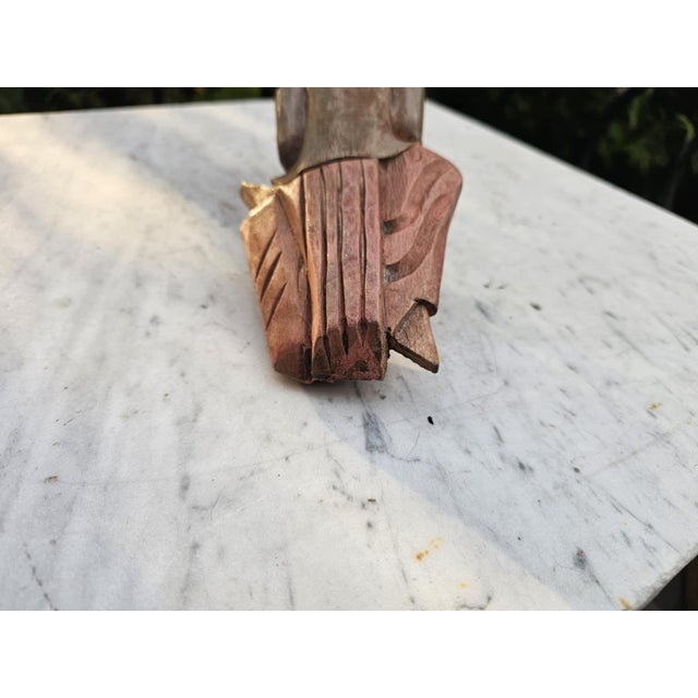 Brown Carved Figure in Beech, 1890s For Sale - Image 8 of 10