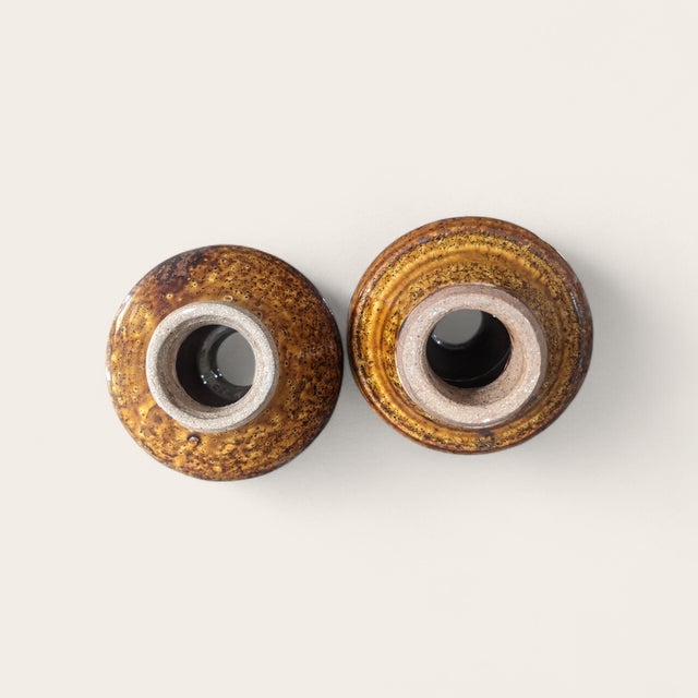 Mid-Century Modern Mid Century Lava Glazed Stoneware Vase Vessels- A Pair For Sale - Image 3 of 10