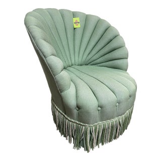 Vintage Upholstered Slipper Shell Chair For Sale